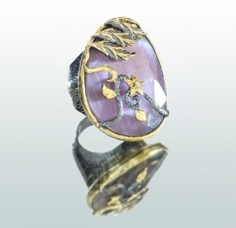 Pink Sapphire Ring with Gold Detail